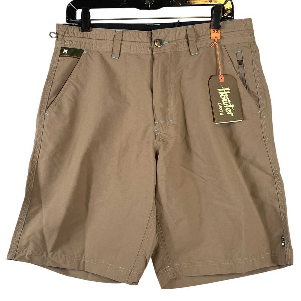 Howler Bros Mens 32 Horizon Hybrid Shorts 2.0 Isotaupe Brown Ripstop Nylon Hike